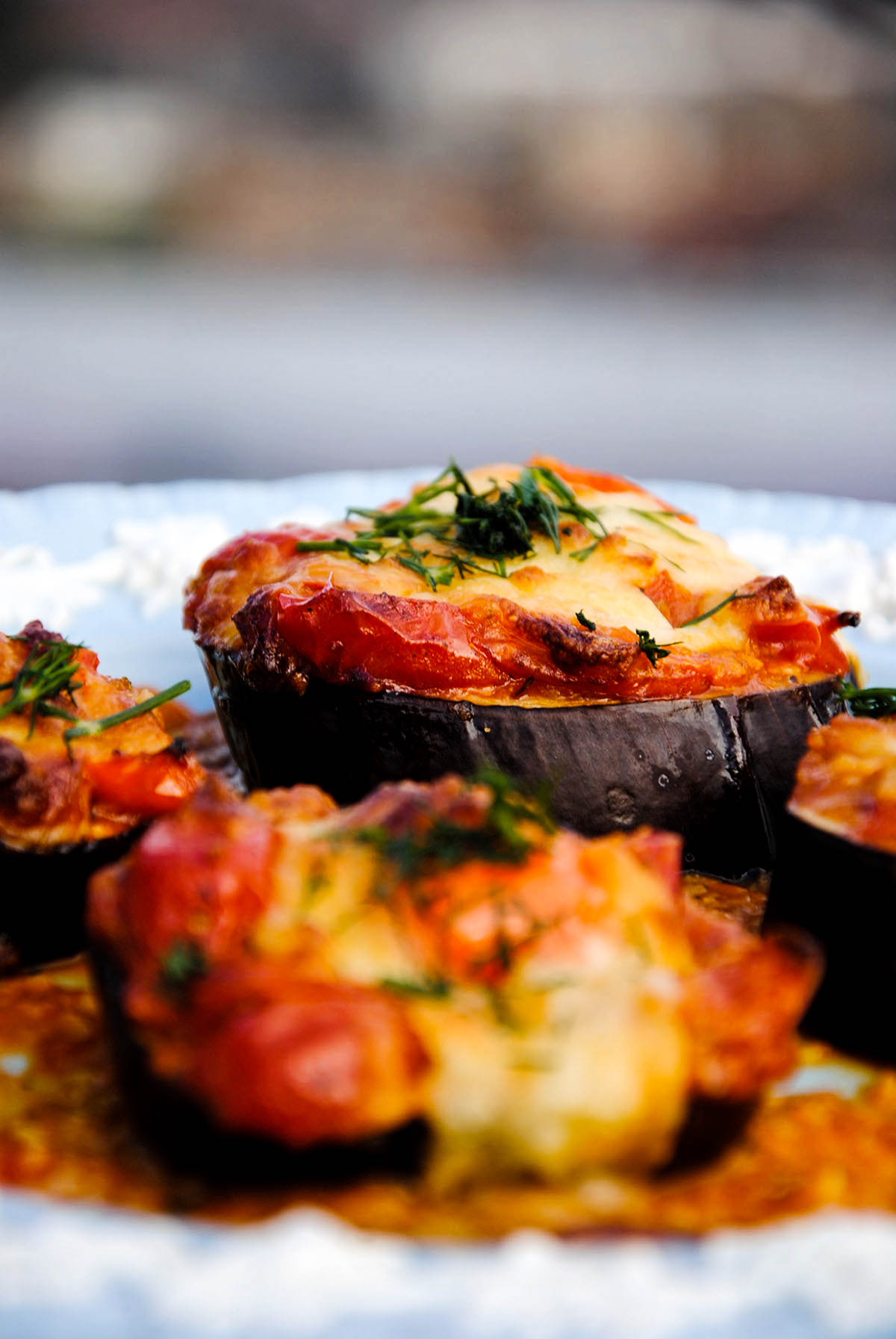 eggplant pizza closeup