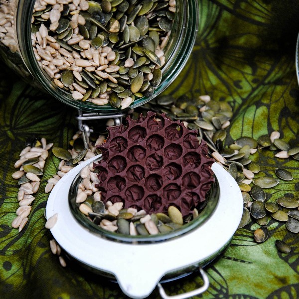 dark melted chocolate with bubble wrap texture