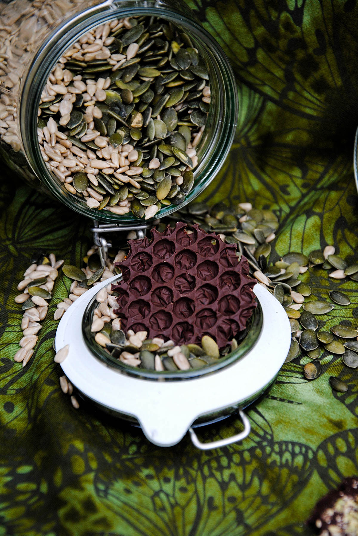 dark melted chocolate with bubble wrap texture