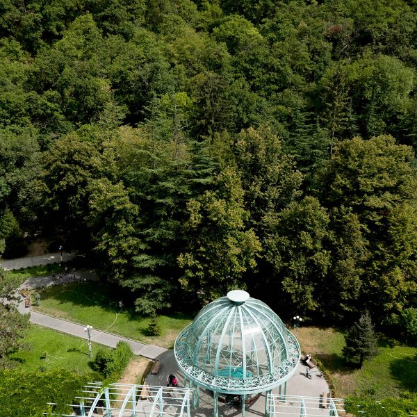 Gerogia - Borjomi open air swimming pool and mineral water park.